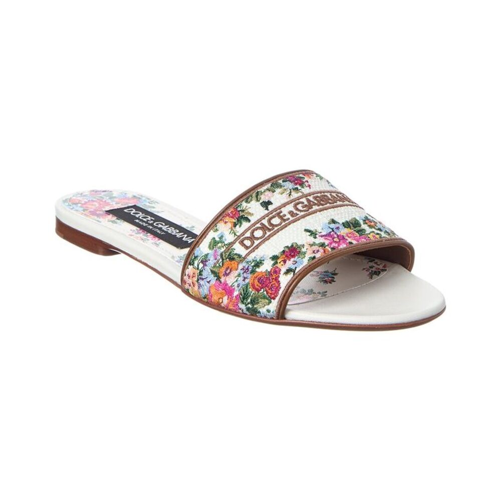 Dolce & Gabbana Dg Logo Leather Sandal, White